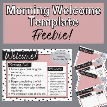 Preview of Morning Welcome Google Slides Template | Modern Polka Dot Theme