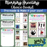 Morning Greeting Choice Board: Wave Dance High Five Door Welcome Meeting Signs