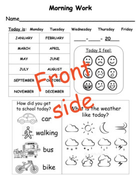 Morning Work - 1 sheet - Laminate and reuse daily by K-2 Zoo | TPT