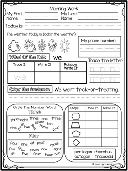 First Grade Morning Work Math and ELA by Create Dream Explore | TpT