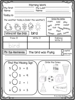 First Grade Morning Work For Math And Ela By Create Dream Explore