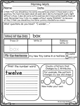 Free Morning Work For 2nd Grade By Create Dream Explore Tpt