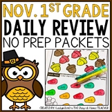 November 1st Grade Morning Work Homework Packet | Thanksgi