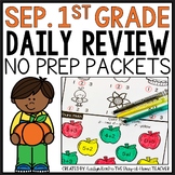 September 1st Grade Morning Work Homework Packet | Fall Sp