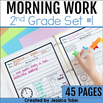 Preview of Second Grade Morning Work - Math, Grammar, and Reading Review Worksheets - Set 1