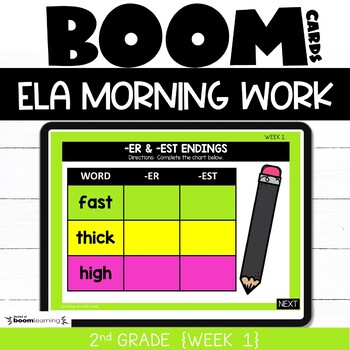 Preview of Morning Work 2nd Grade ELA Boom Cards Week 1
