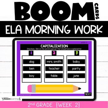 Preview of Morning Work 2nd Grade ELA Boom Cards Week 2