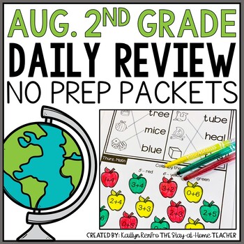 Preview of August 2nd Grade Morning Work Homework Packet | Back to School Review Worksheets