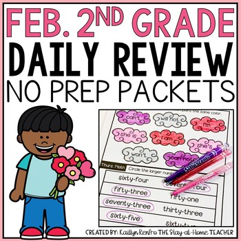 Preview of February 2nd Grade Morning Work Homework Packet | Valentine's Day Worksheets
