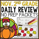 November 2nd Grade Morning Work Homework Packet | Thanksgi