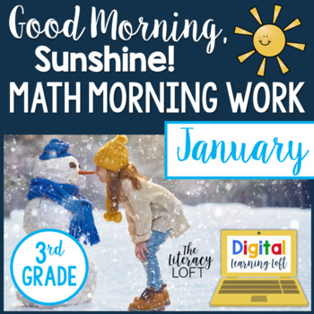 Preview of Math Morning Work 3rd Grade {January} I Distance Learning I Google Apps
