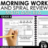 4th Grade Morning Work | Daily Math and ELA Spiral Review Homework Quizzes