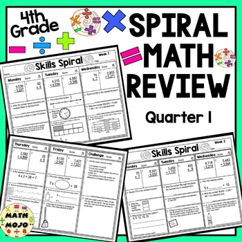 Preview of 4th Grade Math Spiral Review: Math Homework, Morning Work, Bell Work, Quarter 1