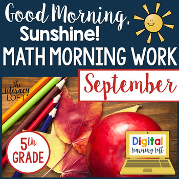 Preview of Math Morning Work 5th Grade {September} I Distance Learning I Google Apps