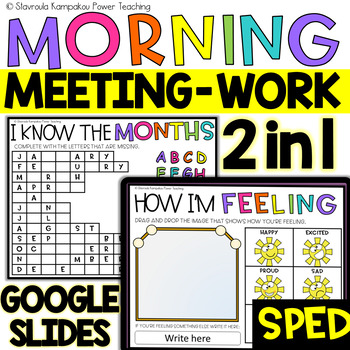 Preview of Morning Work Adapted for Special Education and Morning Meeting slides