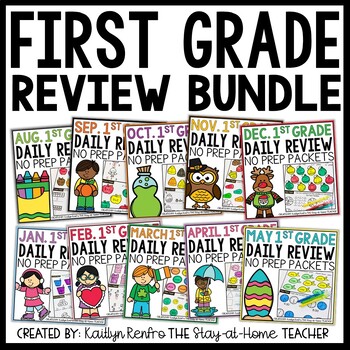Preview of 1st Grade Morning Work Homework Packet | NO PREP Daily Spiral Review Worksheets