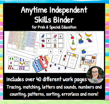 Preview of Anytime Independent Skills Morning Work Binder Pack for PreK & Special Education