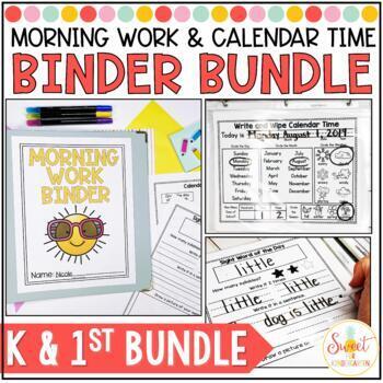 Preview of Kindergarten and 1st Grade Morning Work Binder with Calendar Time Binder Bundle