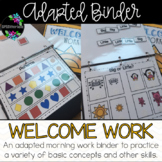 Special Education Morning Work Adapted Binder **Editable P
