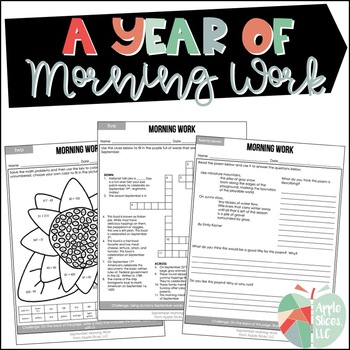 Preview of Morning Work Bundle | For Upper Elementary | Year Long ELA and Math Review