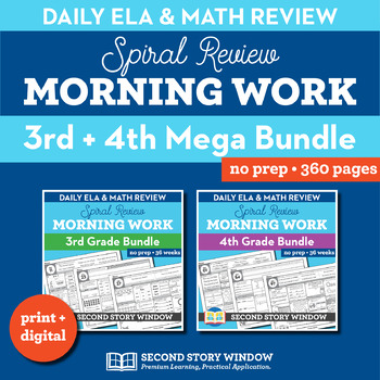 Preview of Morning Work Bundle Grades 3-4 Math & ELA Spiral Review