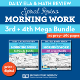 Morning Work Bundle Grades 3-4 Math & ELA Spiral Review