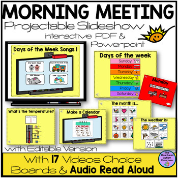Preview of Morning Work Calendar Digital Lesson with Video Choices for Special Education