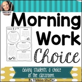 Morning Work Choice Boards and Planner/Journal