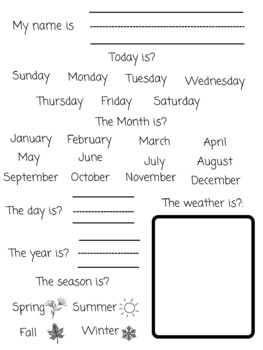 Morning Work- Date, Weather,Seasons by Enjoli Narvaez | TPT