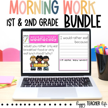 Preview of Morning Work Editable and Digital Daily Writing Journal Prompts FULL YEAR BUNDLE