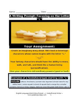 Preview of Morning Work & Essay Prompt-Use Personification to Create Letter "L" Characters