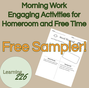 Preview of Morning Work FREE Sampler (Activities for homeroom, dismissal or free time!)