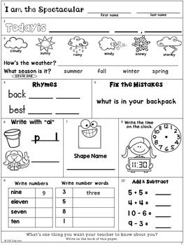 Morning Work FREEBIE: Second Grade August Packet PDF & Digital Options ...