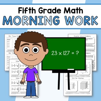 Preview of Morning Work Fifth Grade Math | Spiral Math Review | Math Facts Fluency