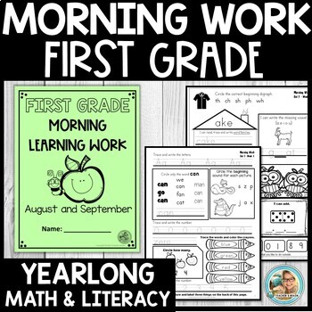 Preview of Morning Work First Grade | 1st Grade Math and Literacy Journals for the YEAR