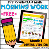 Morning Work First Grade | Month 1 Digital Google Slides FREE