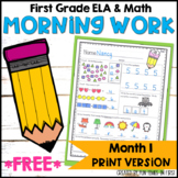 Morning Work First Grade | Month 1 Print Version FREE
