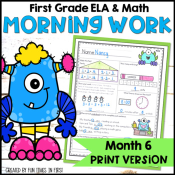 Preview of Morning Work First Grade Month 6 Printable