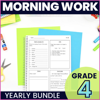 Preview of 4th Grade Morning Work Bundle - Daily Review of ELA, Math, Science, S.S.