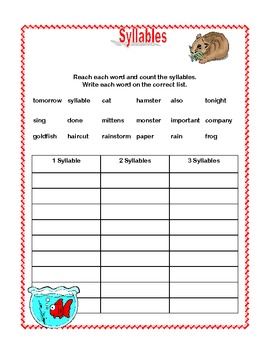 Morning Work Grades2-3 -Printable Worksheets-Practice With Syllables
