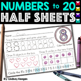 Writing Numbers 1-20 and Counting Half Sheet Worksheets