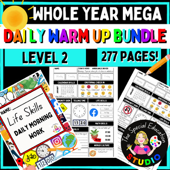 Preview of Morning Work Life skills BUNDLE Special Education Level 2 WHOLE YEAR Workbook