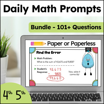 Preview of 4th Grade Math Number Talk Warm-Ups: Paperless Question of the Day Morning Work
