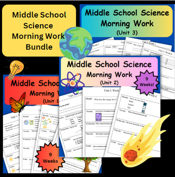 Preview of Science Morning Work/ Warm Ups- (27 Weeks) Middle School to High School