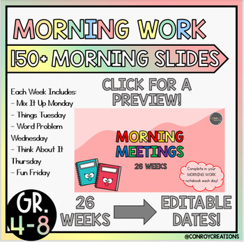Preview of Morning Work | Morning Slides 26 WEEKS
