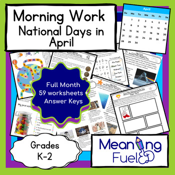 Preview of Morning Work National Days-Month of April (K-2)