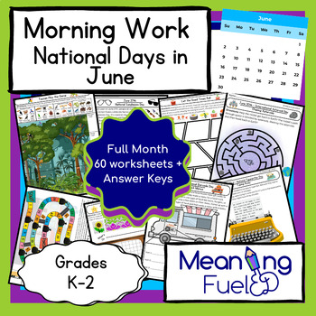 Preview of Morning Work National Days-Month of June (K-2)