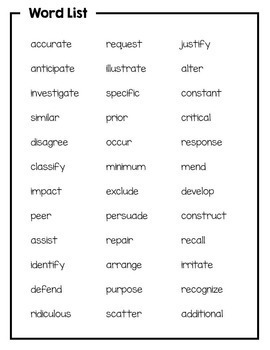 Spanish Study/Office Items Vocabulary Word List Column, 59% OFF