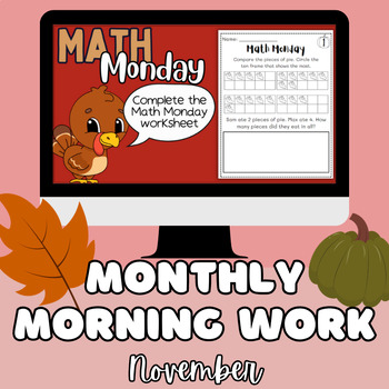 Preview of Morning Work No Prep Monthly Morning Work Soft Start Warm Ups November