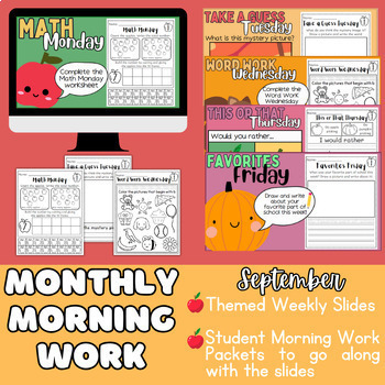Preview of Morning Work No Prep Monthly Morning Work Soft Start Warm Ups September